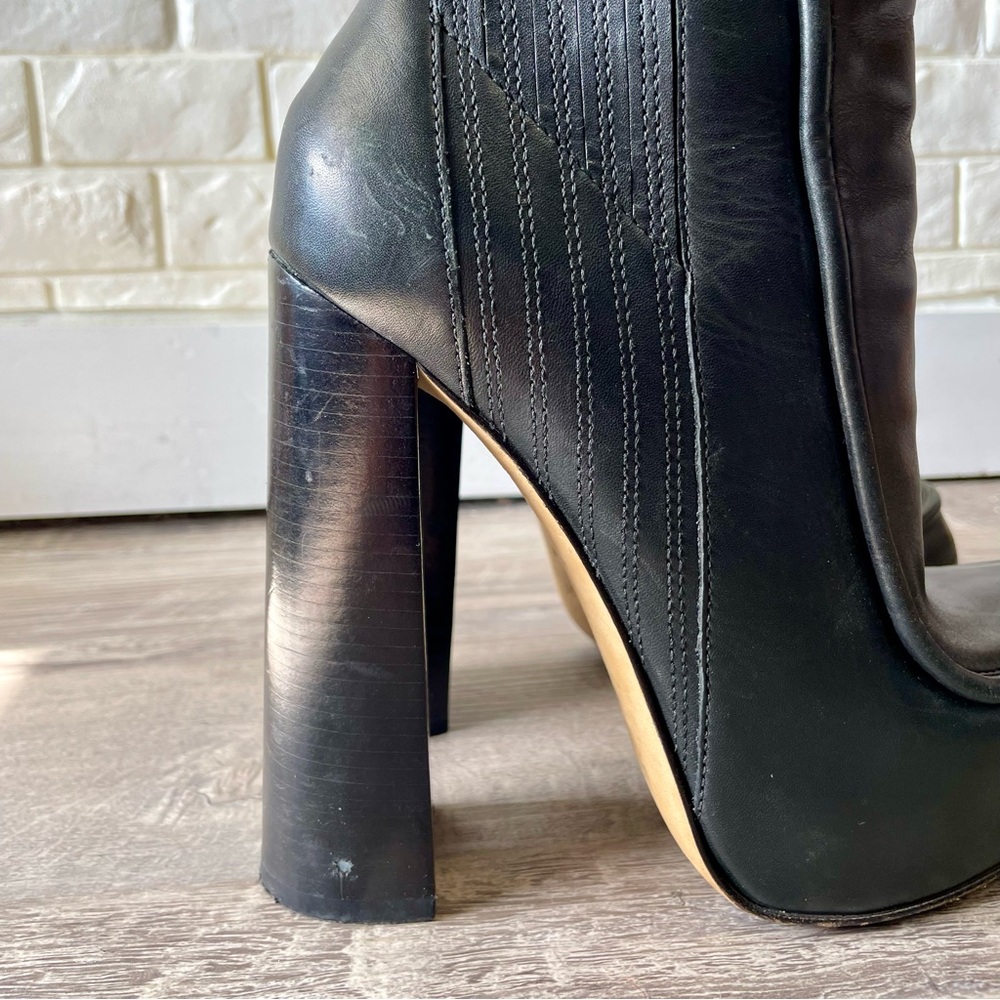 Alexander Wang Addison Platform Black Italian Leather Ankle Boots Size 37 - Picture 4 of 16